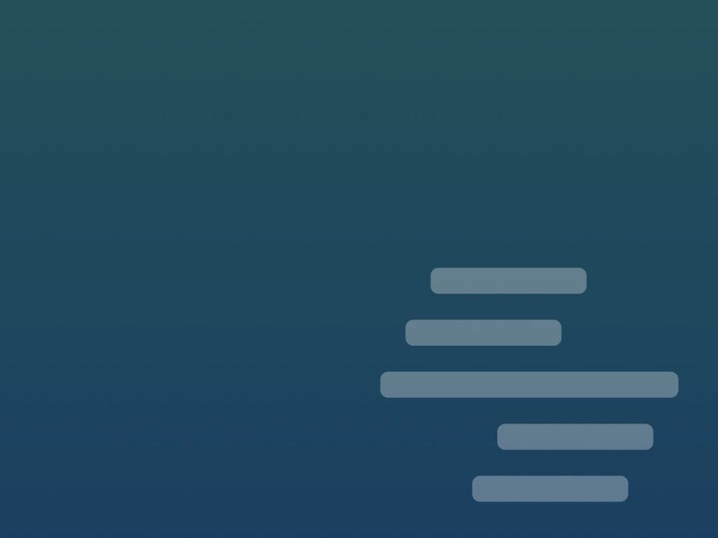 Gradient blue background with five horizontal gray bars of varying lengths aligned on the lower right side.