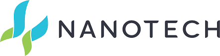 Nanotech logo with abstract blue and green shapes next to the word NANOTECH in uppercase black letters on a light background.