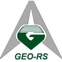 Logo with a large gray letter A, a green shield with stylized lines and a G, and the text GEO-RS below.
